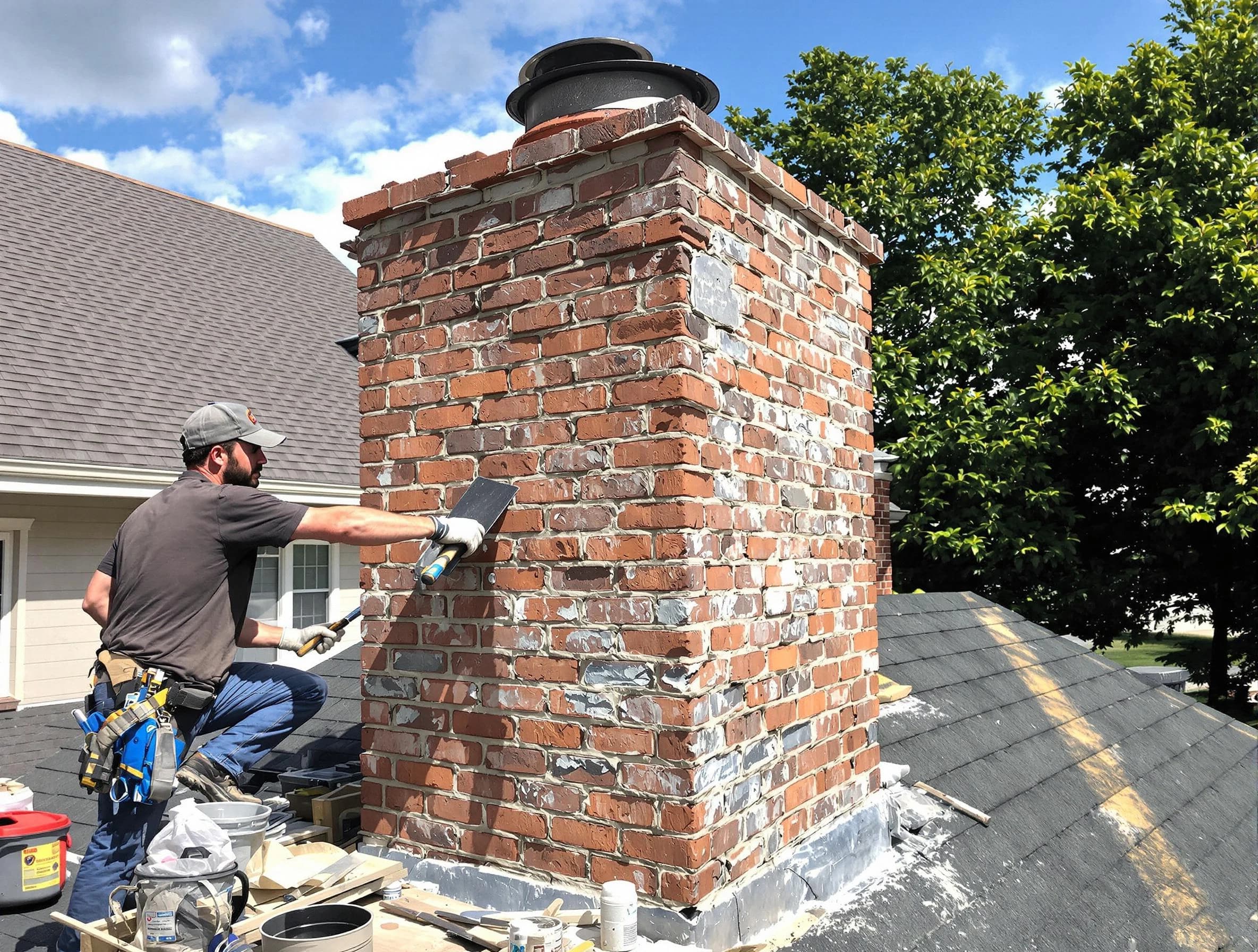 Completed chimney rebuild by Sunset Chimney Sweep in Sunset, UT