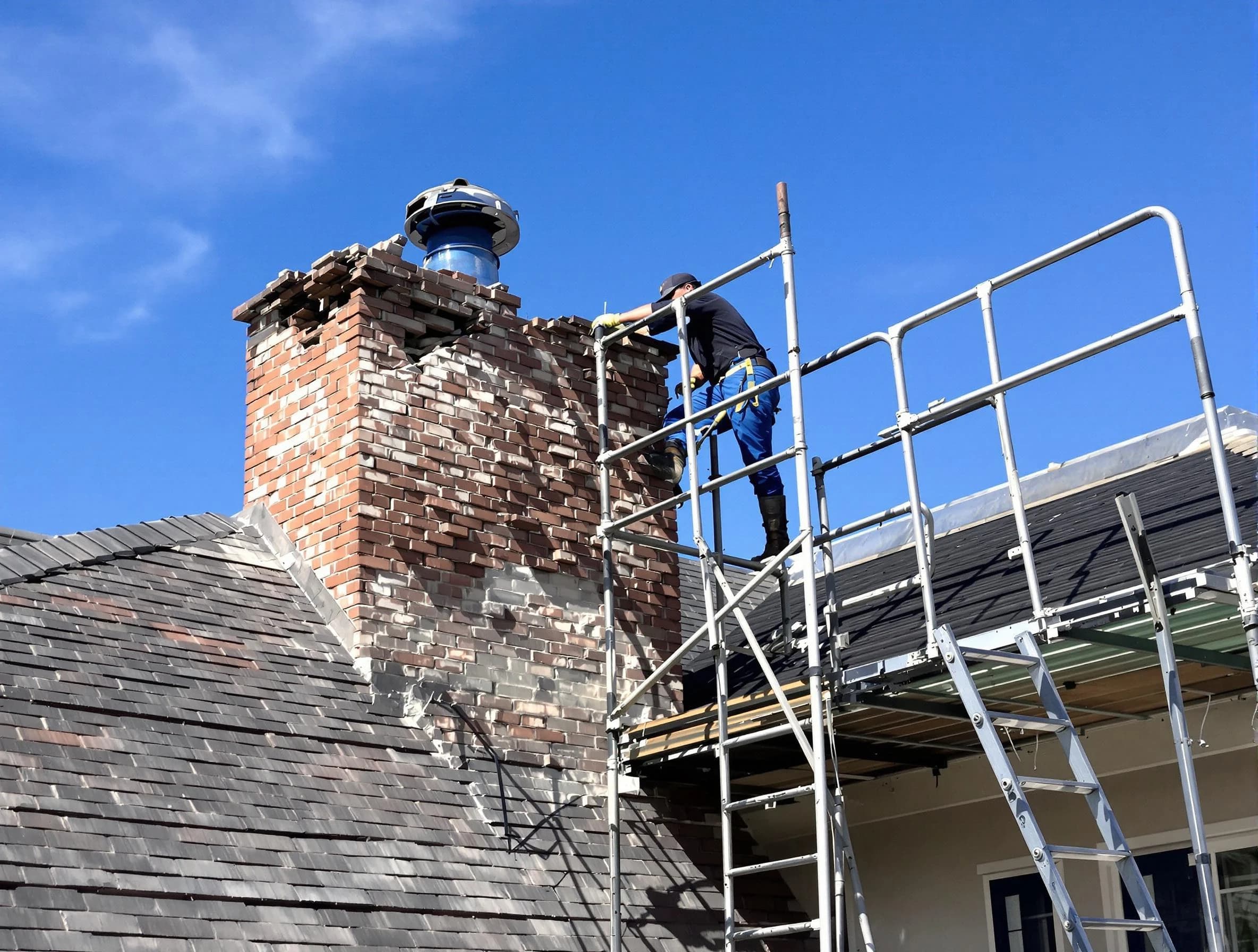 Rebuilding a chimney structure by Sunset Chimney Sweep in Sunset, UT