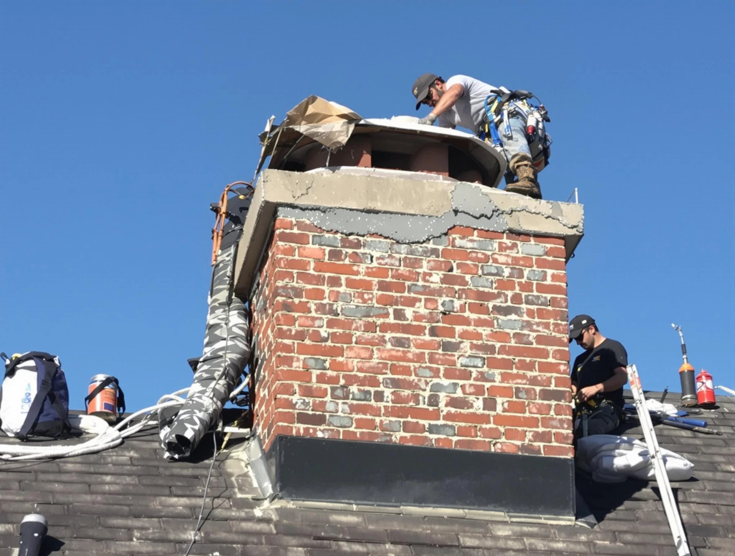 Sunset Chimney Sweep installing a custom chimney crown in Sunset, UT