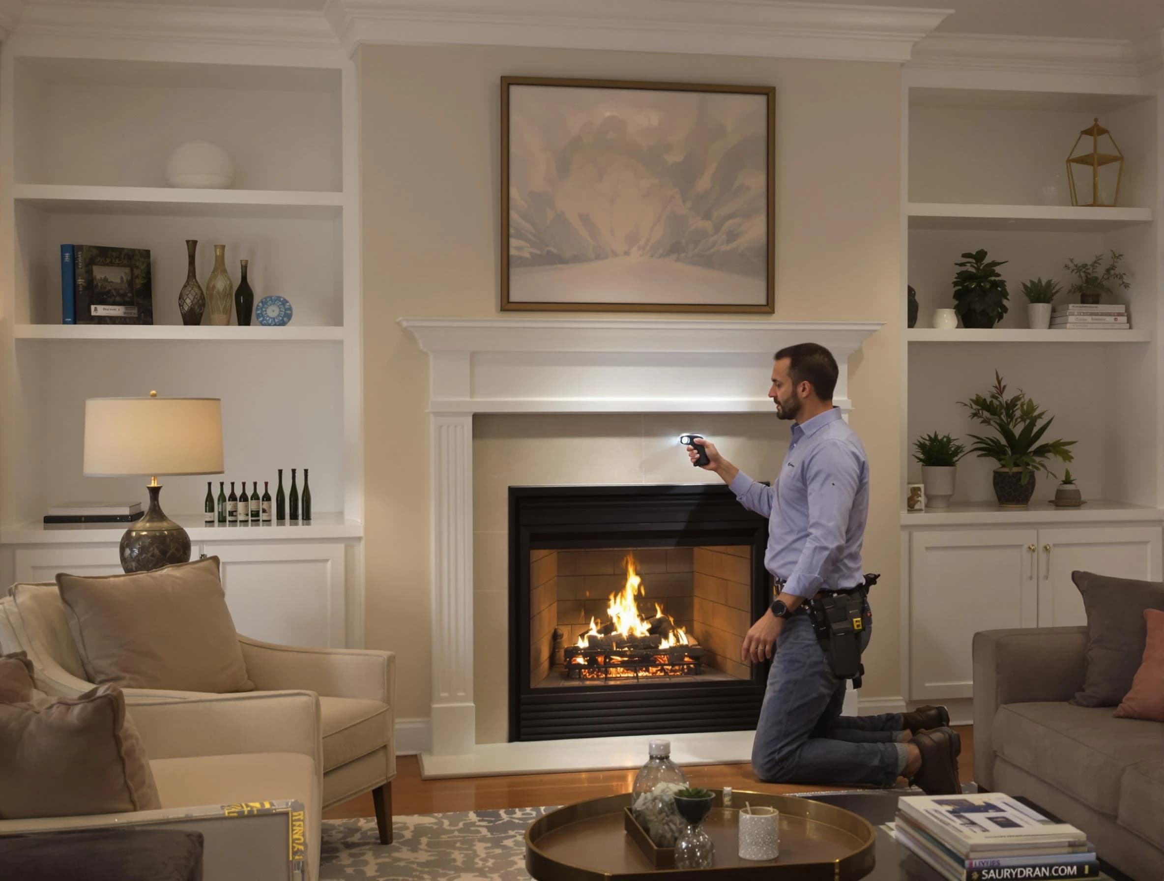 Sunset Chimney Sweep conducting a fireplace safety inspection in Sunset, UT