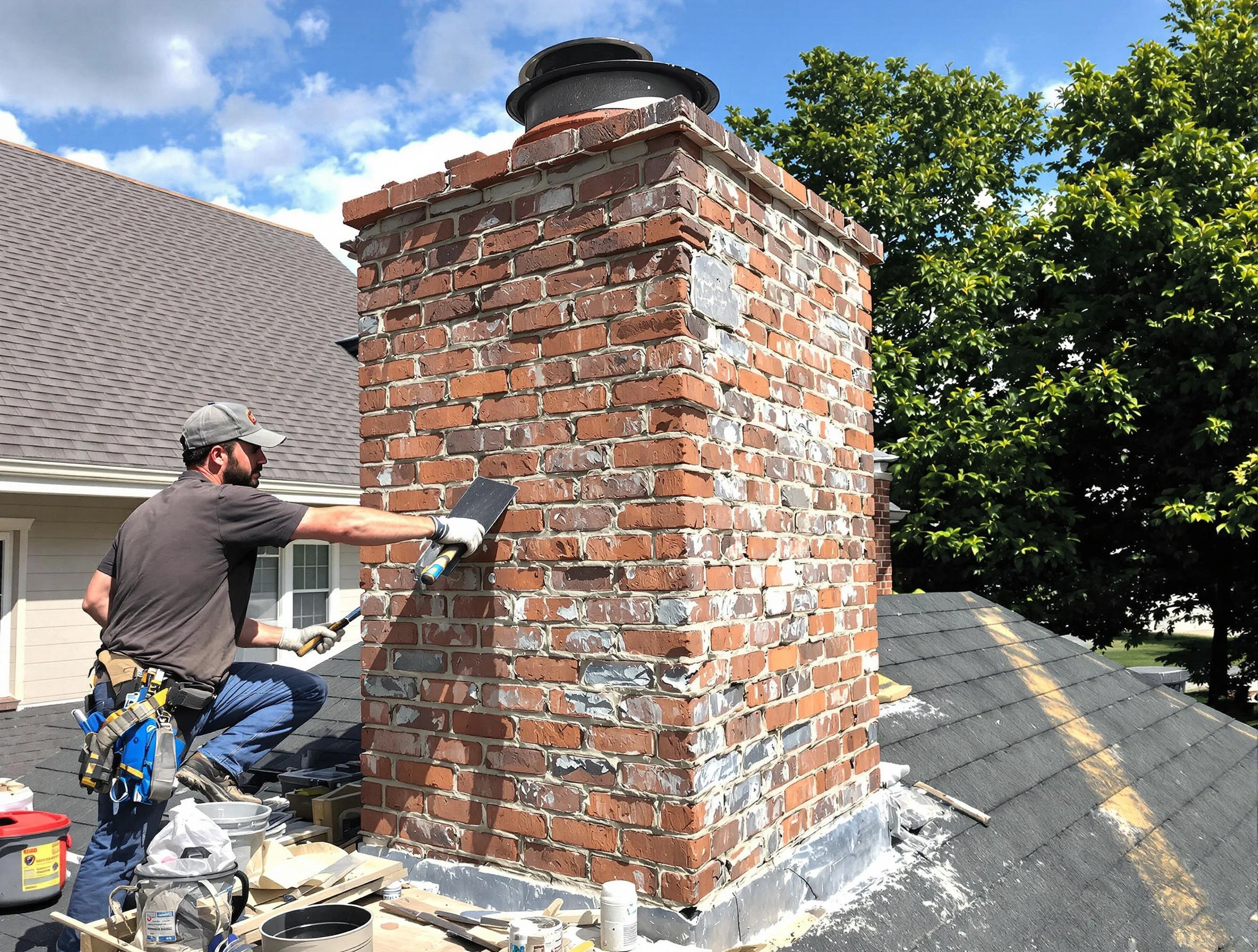Completed chimney rebuild by Sunset Chimney Sweep in Sunset, UT