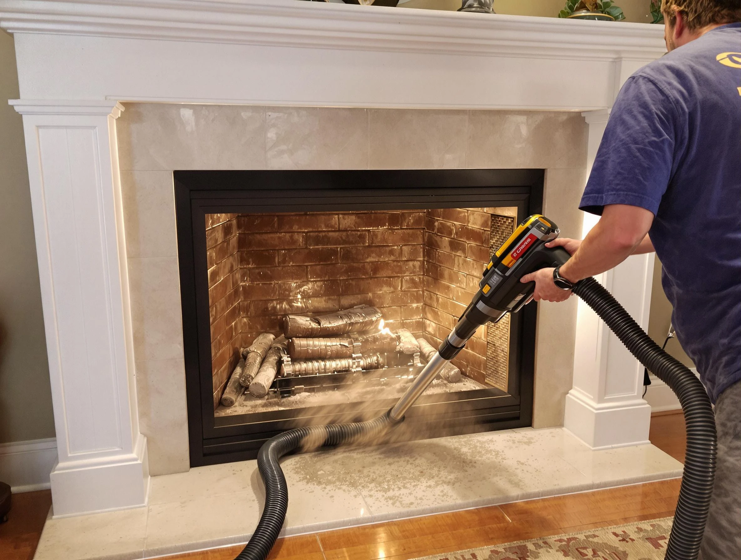 Fireplace cleaning performed by Sunset Chimney Sweep in Sunset, UT